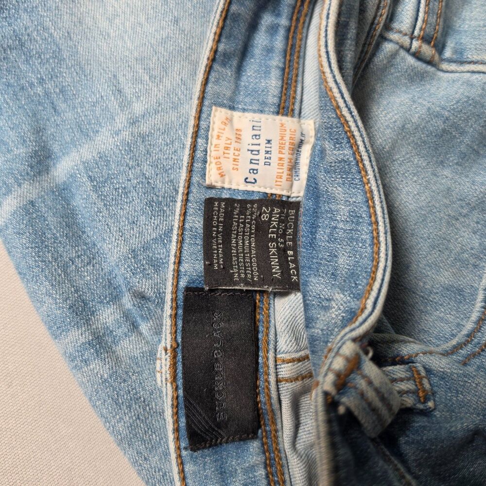Buckle Black Candiani Denim Jeans Womens Size 28 Ankle Skinny Premium Light Wash